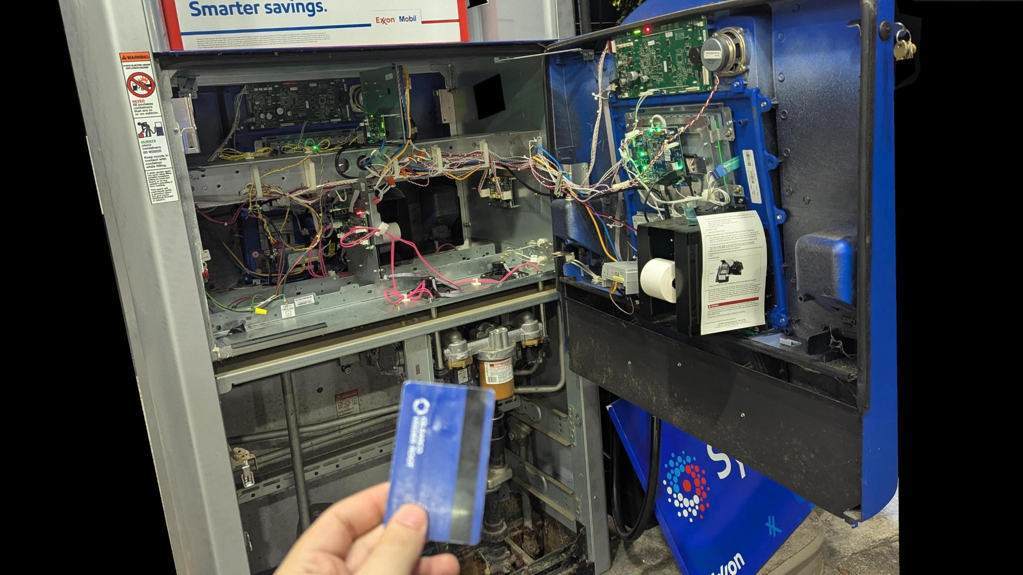 Inside an open Gilbarco Encore dispenser
